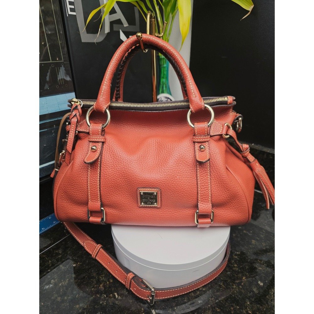 Dooney & Bourke Satchel Burnt Orange Pebbled Leather USA Tassel Crossbody Bag